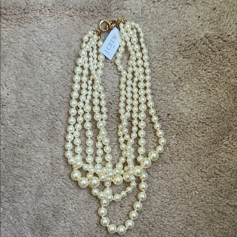 J. Crew Cream and Gold Multi-Strand Necklace